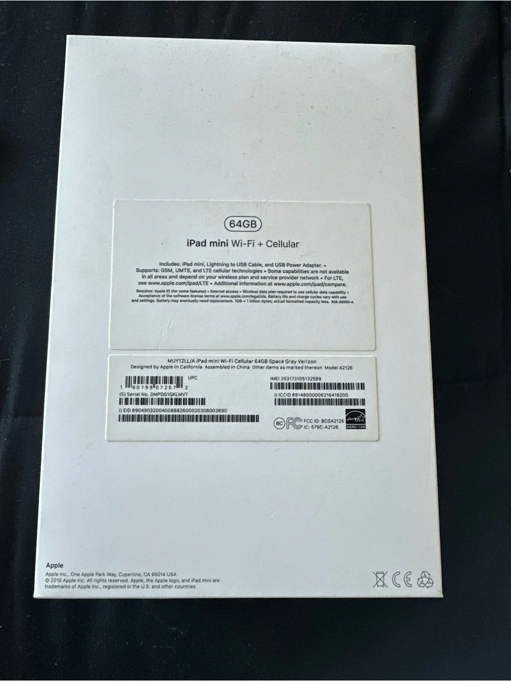 Apple iPad mini 5th Generation - Silver/White Boxed Packaging